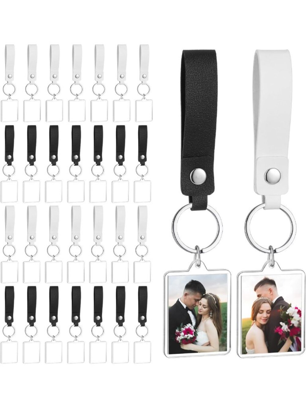 Stylish Leather Photobooth Keychain with Acrylic Charm - Perfect Gift Accessory